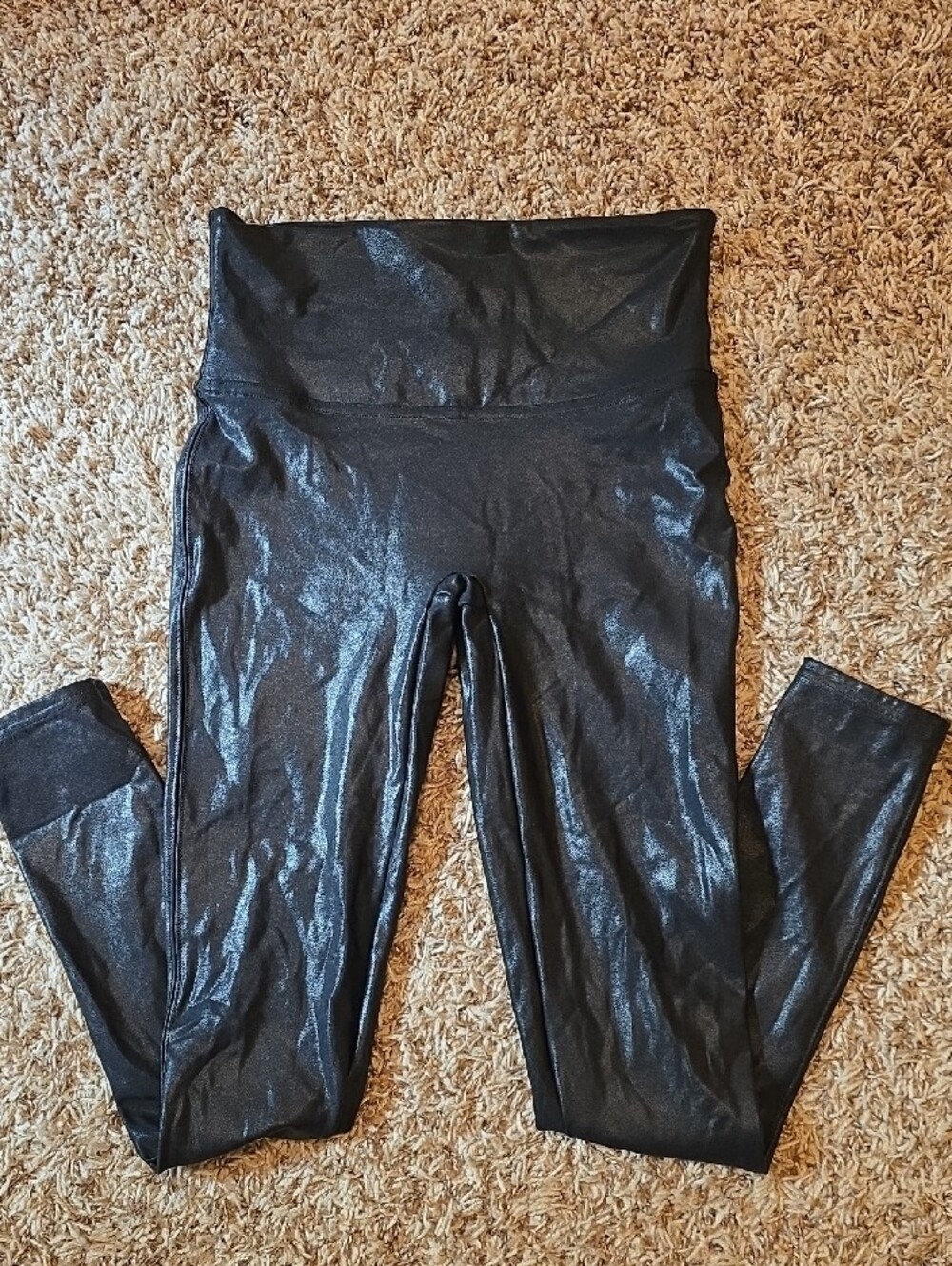 SPANX Black Faux-Leather High-Waist PowerLeggings - Picture 5 of 11
